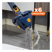Pack6 Trapeador Multifuncional 360 con Autoexprimidor para Tres Esquinas Azul Y+Regalo Sticker