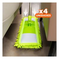 Pack4 Toalla Rectangular de Microfibra Verde para Limpieza del Hogar Diario