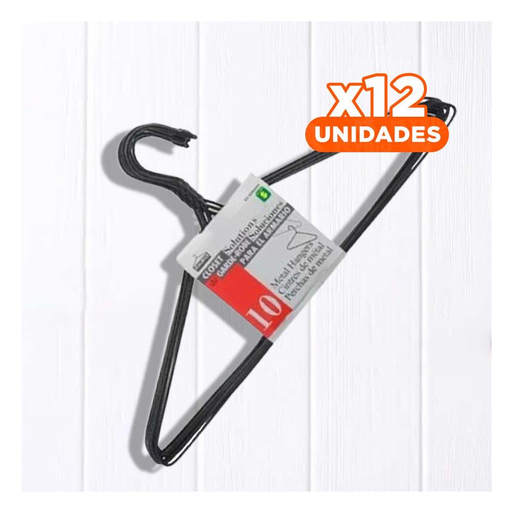 Pack12 Percha de Alambre Negra con 10 Piezas 21x40cm para Colgar Ropa Y+Papel Regalo