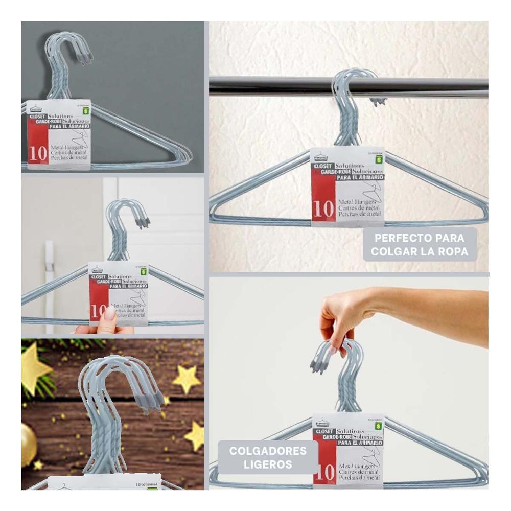Colgador Plomo de Alambre con 10 Piezas 21x40cm para Ropa Cotidiana