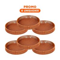 Pack6 Contenedor Decorativo Tejido Circular 35cm Marron Orden Personal Diario Extra