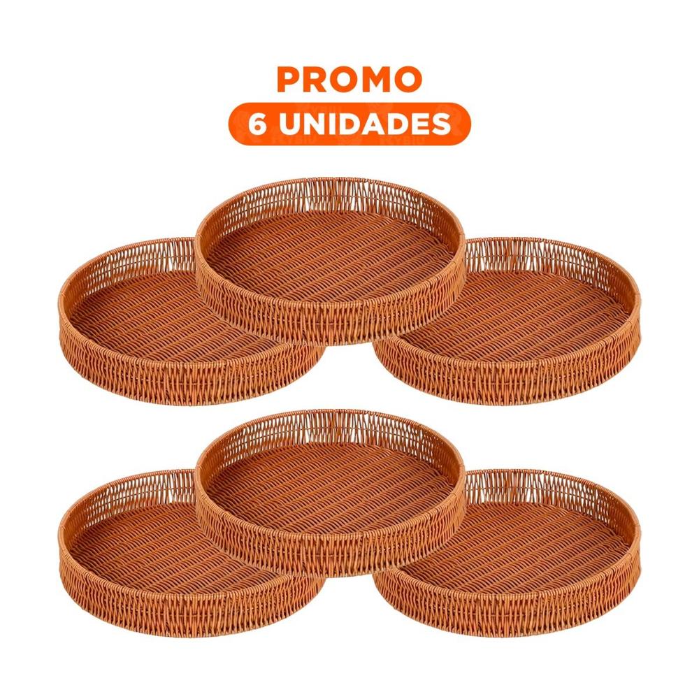 Pack6 Contenedor Decorativo Tejido Circular 35cm Marron Orden Personal Diario Extra