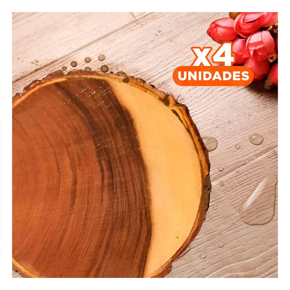 Pack4 Soporte Decorativo Circular de Madera Natural para Casa y Comedor Y+Papel Regalo