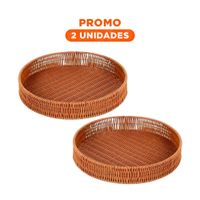 Pack2 Recipiente Practico Tejido Circular 30cm Marron Uso Diario Casa Hogar Nuevo