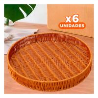 Pack6 Contenedor Funcional Tejido Circular 26cm Marron para Hogar Moderno Total Y+Papel Regalo