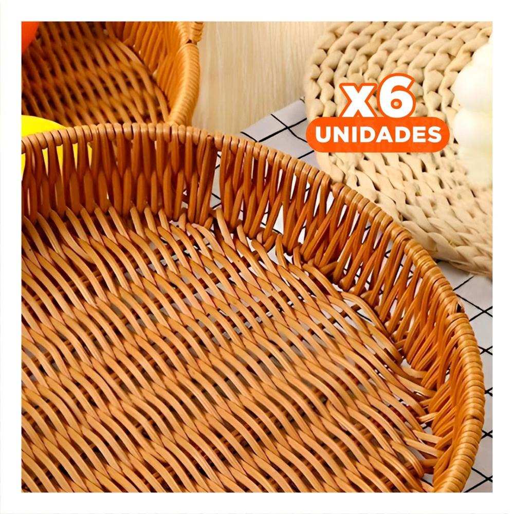 Pack6 Contenedor Funcional Tejido Circular 35cm Marron para Hogar Moderno Total Y+Papel Regalo