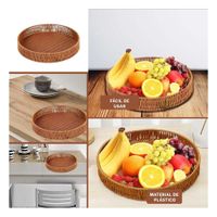 Plato Tejido Circular 26cm Color Marron para Orden Diario en Hogar Moderno