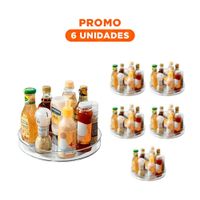 Pack6 Plataforma Giratoria Funcional 29x3.5cm para Cocina Transparente