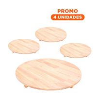 Pack4 Centro Decorativo Circular de Madera con Patitas para Decoracion Y+Regalo Sticker