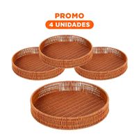 Pack4 Contenedor Practico Tejido Circular 26cm Marron Uso Diario Casa Hogar Y+Regalo Sticker