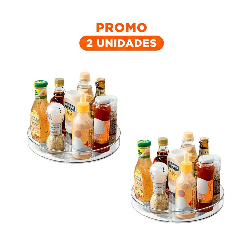 Pack2 Contenedor Giratorio Multiuso 29x3.5cm para Cocina Transparente