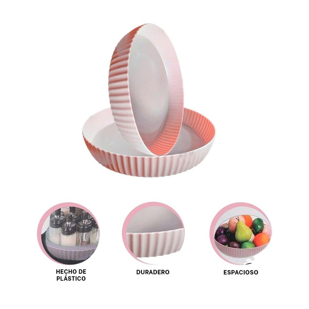 Organizador Para Especias Plastico 30.5x6x30.5cm Uso Diario Rosado Y+Ligas Regalo