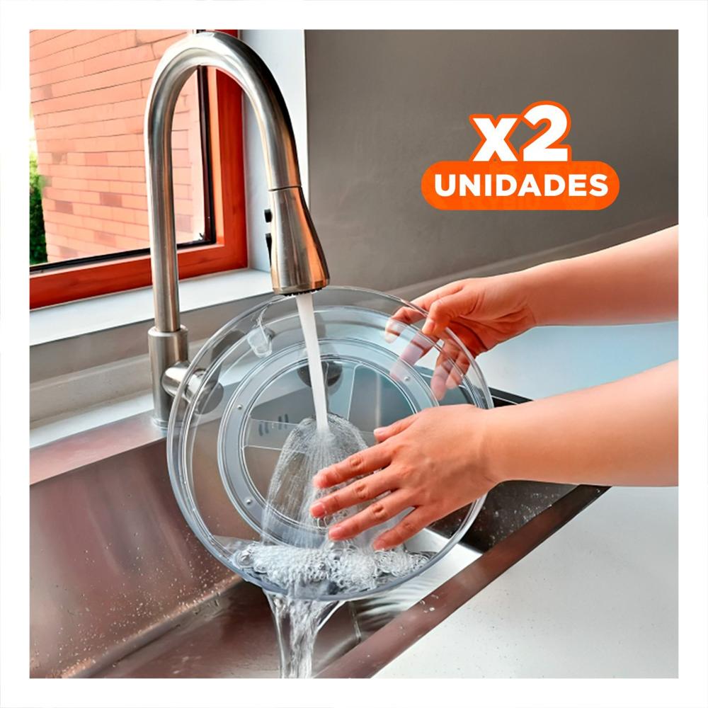 Pack2 Contenedor Giratorio Practico 29x3.5cm para Cocina Transparente Y+Regalo Sticker