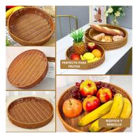 Plato Tejido Circular 35cm Color Marron para Orden Diario en Hogar Moderno