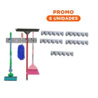 Pack6 Colgador Funcional de Escobas con 5 Espacios para Casa Plomo