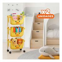 Pack2 Contenedor Kawaii 3 Niveles Almacenaje Comodo Diseno Pato Amarillo Y+Regalo Sticker