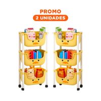 Pack2 Contenedor Kawaii 3 Niveles Estilo Tierno y Funcional Amarillo Pato