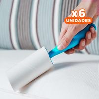 Pack6 Sistema Quita Pelusa en Rodillo Practico para Limpieza Celeste Y+Papel Regalo