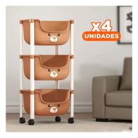 Pack4 Contenedor Kawaii 3 Niveles Compacto y Versatil Estilo Osito Marron