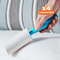 Pack4 Sistema Quita Pelusa en Rodillo Adhesivo para Telas Celeste Y+Papel Regalo