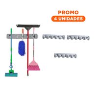 Pack4 Base Funcional para Escobas con 5 Espacios para Pared en Hogar Y+Regalo Sticker