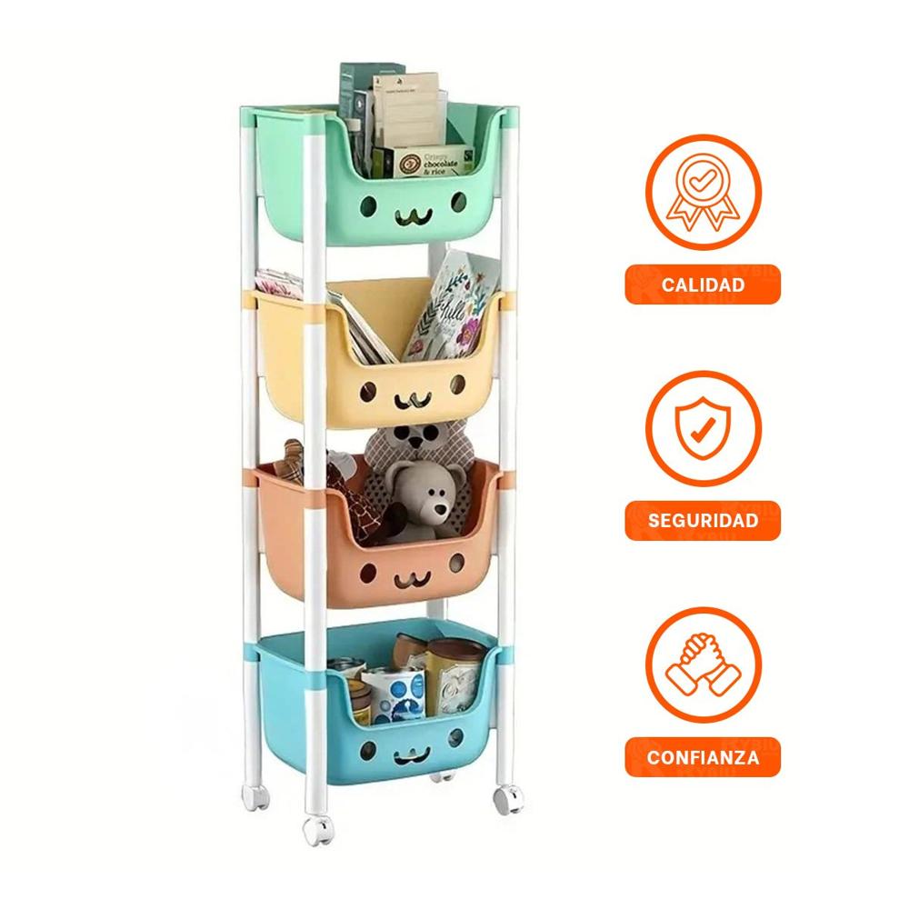 Organizador Infantil con Caritas 4 Niveles Almacenaje Seguro Multicolor Y+Ligas Regalo