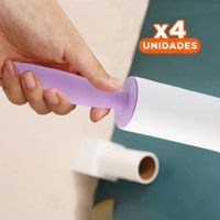 Pack4 Sistema Quita Pelusa en Rodillo Adhesivo para Telas Lila Max Y+Papel Regalo