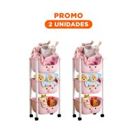 Pack2 Contenedor Kawaii 3 Niveles Estilo Tierno y Funcional Rosado Chancho