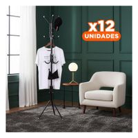 Pack12 Base Colgante Multiuso 175x45cm para Ordenar Prendas en Casa Negro