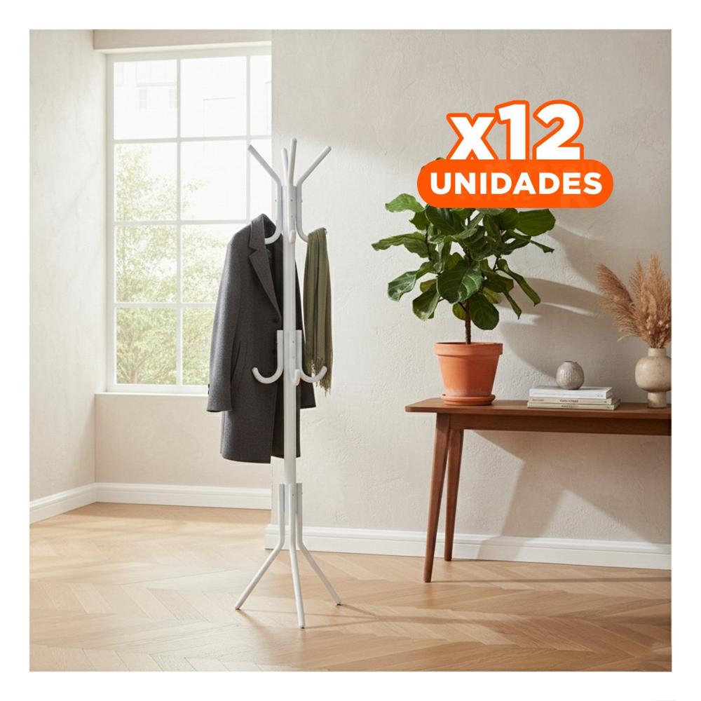 Pack12 Soporte Colgante Multiuso 175x45cm para Ordenar Prendas en Casa Blanco