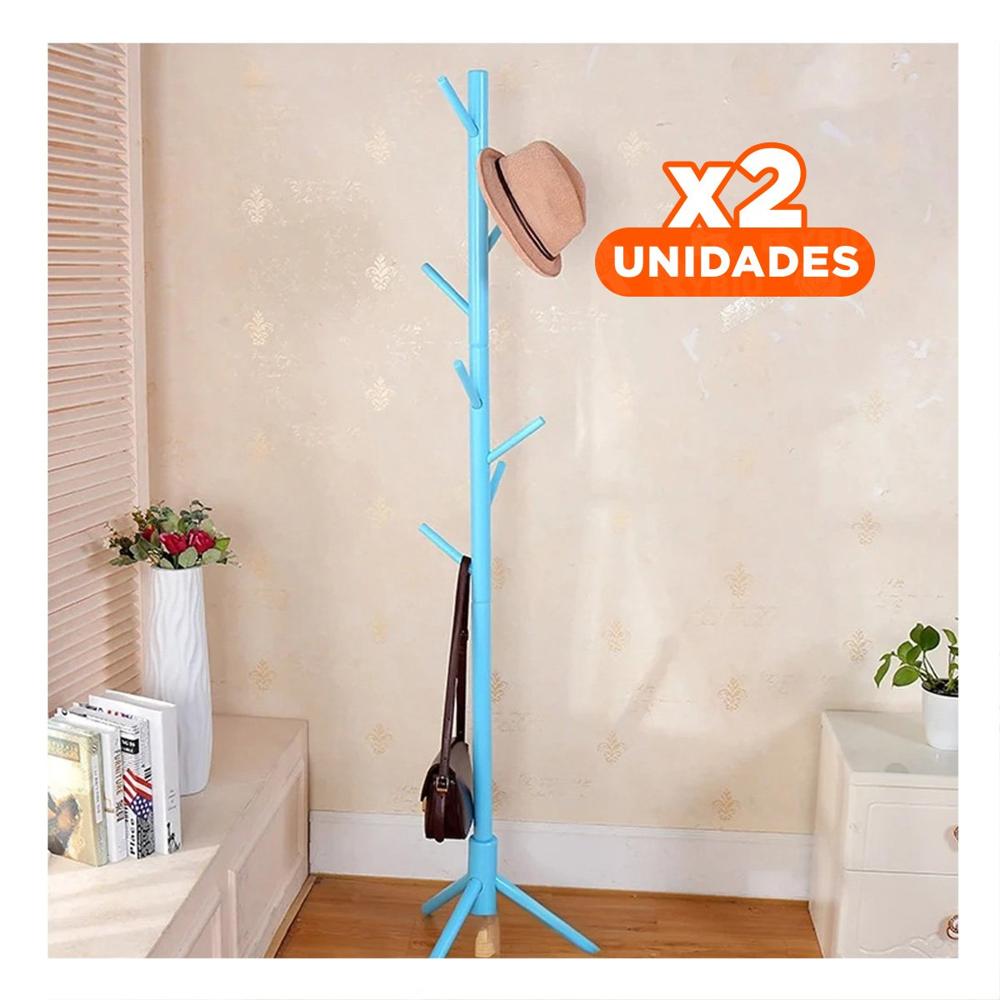 Pack2 Perchero Multiuso 175x45cm para Ordenar Prendas en Casa Celeste Y+Papel Regalo