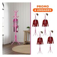 Pack4 Perchera Alta de Metal Rosado 175x45 cm para Orden Diario Y Regalo Sticker