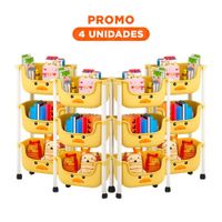 Pack4 Estructura Kawaii 3 Niveles Estilo Tierno y Funcional Amarillo Pato Y+Regalo Sticker