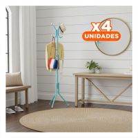 Pack4 Perchero Multiuso 175x45cm para Mantener Orden en Espacios Celeste