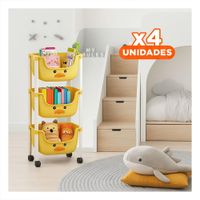 Pack4 Estructura Kawaii 3 Niveles Diseno Pato Practico para Espacios Amarillo Y+Papel Regalo
