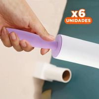 Pack6 Sistema Quita Pelusa en Rodillo Practico para Limpieza Lila Extra Y+Papel Regalo