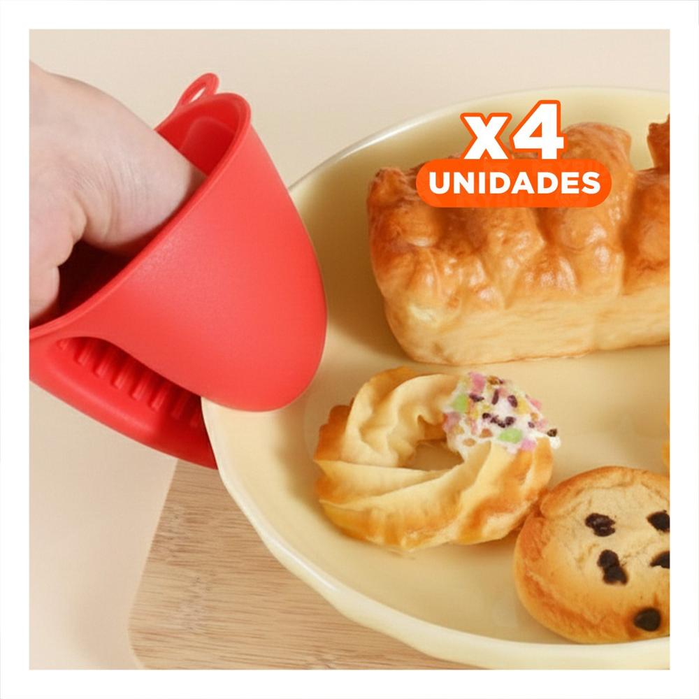 Pack4 Manos Protectores de Silicona Rojo para Uso Diario en Casa 7,3x9,5cm Y+Papel Regalo