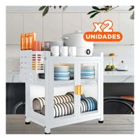 Pack2 Escurridor de Cocina Blanco con Puertas y Distribucion de 2 Niveles Y+Regalo Sticker