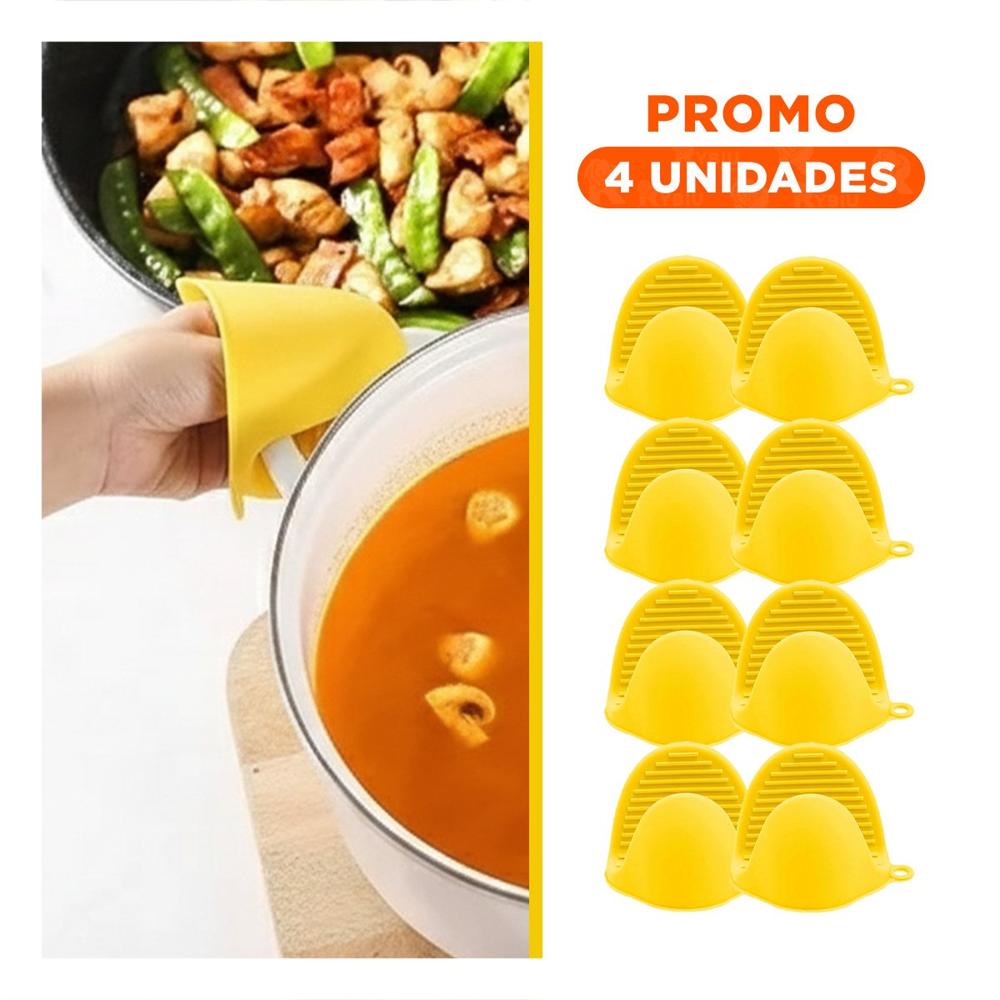 Pack4 Manos Cubiertos de Silicona Amarillo para Preparar Alimentos 7,3x9,5cm Y+Regalo Sticker