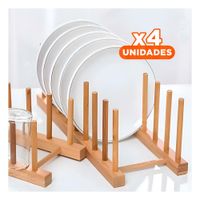 Pack4 Organizador de Bambu con 8 Divisiones para Objetos Personales Color Madera Y+Papel Regalo