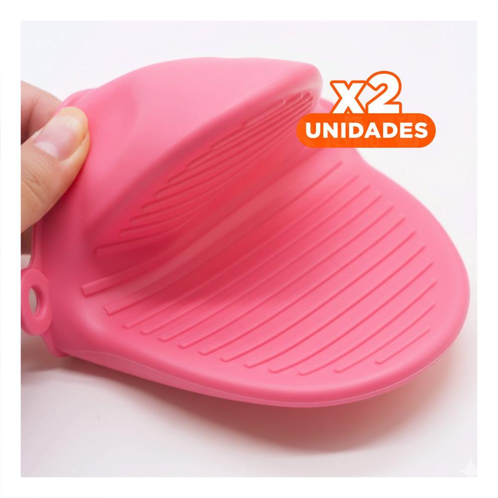 Pack2 Accesorios Manoplas de Silicona Rosado para Cocina y Hogar 7,3x9,5cm Y+Regalo Sticker