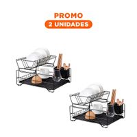 Pack2 Escurridor de Color Negro de Cocina con Puertas y Soporte para Utensilios