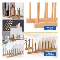 Contenedor Multiuso de Bambu con Ocho Divisiones Internas para Organizacion Color Madera