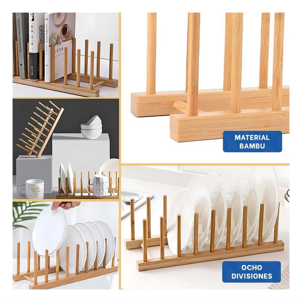 Contenedor Multiuso de Bambu con Ocho Divisiones Internas para Organizacion Color Madera