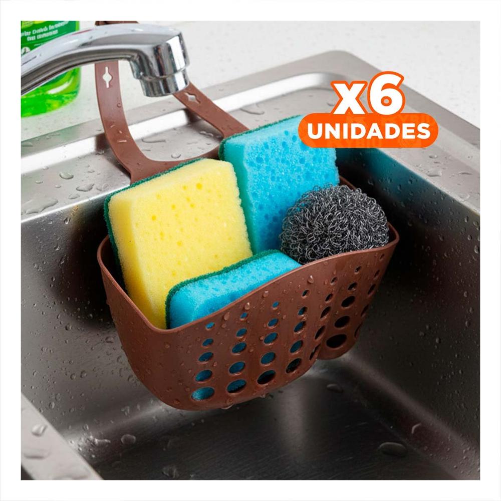 Pack6 Estante Colgante Marron para Organizar Esponjas y Productos 19x15cm Y+Regalo Sticker