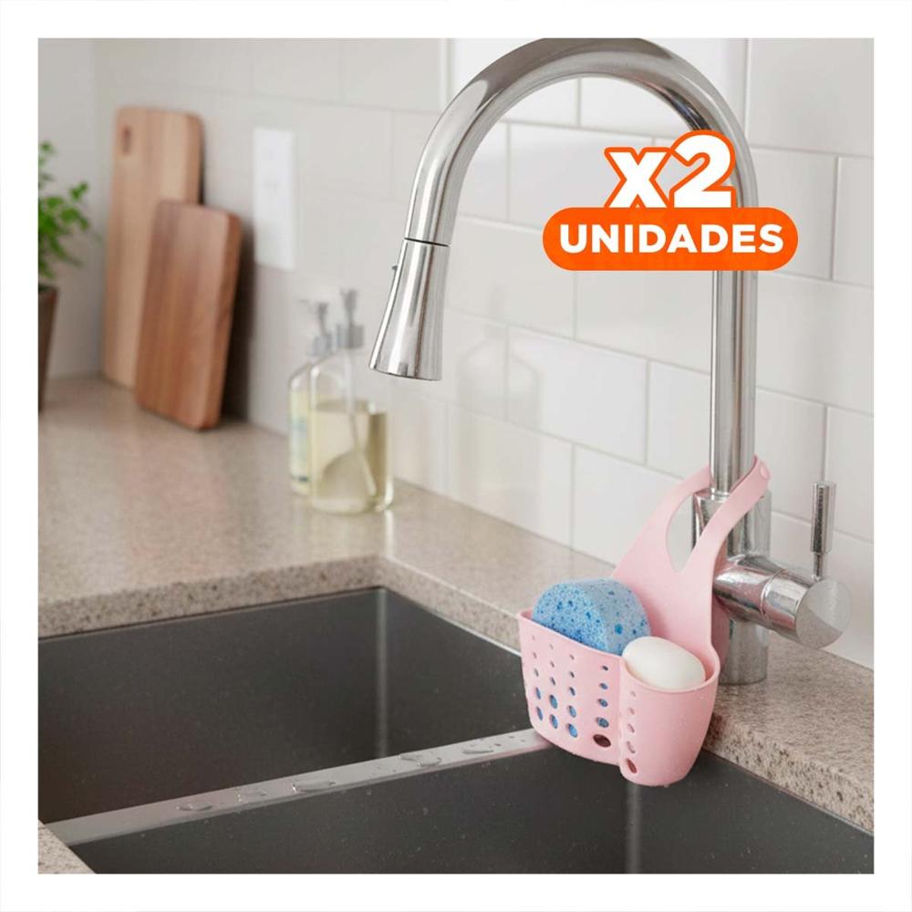 Pack2 Bandeja Colgante Rosado Funcional para la Cocina y el Bano 19x15cm Y+Regalo Sticker