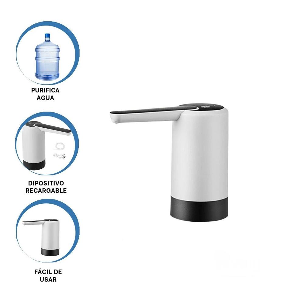 Expendedor de Agua Electrico Recargable Blanco Para Botellon en Casa Y+Ligas Regalo