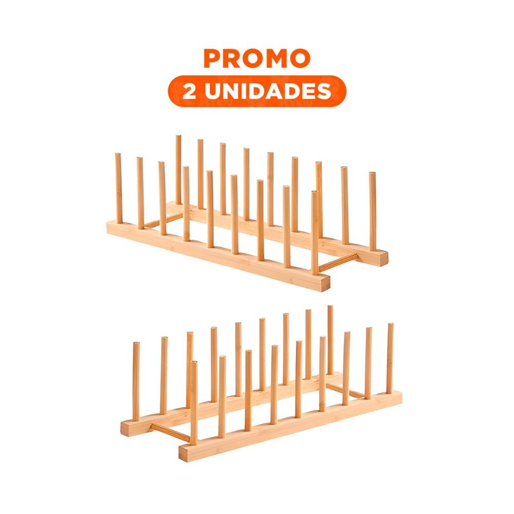 Pack2 Organizador Compacto de Bambu con Ocho Divisiones para Ordenar Accesorios Color Madera