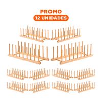 Pack12 Modulo de Almacenamiento de Bambu con Ocho Divisiones Color Madera Y+Regalo Sticker