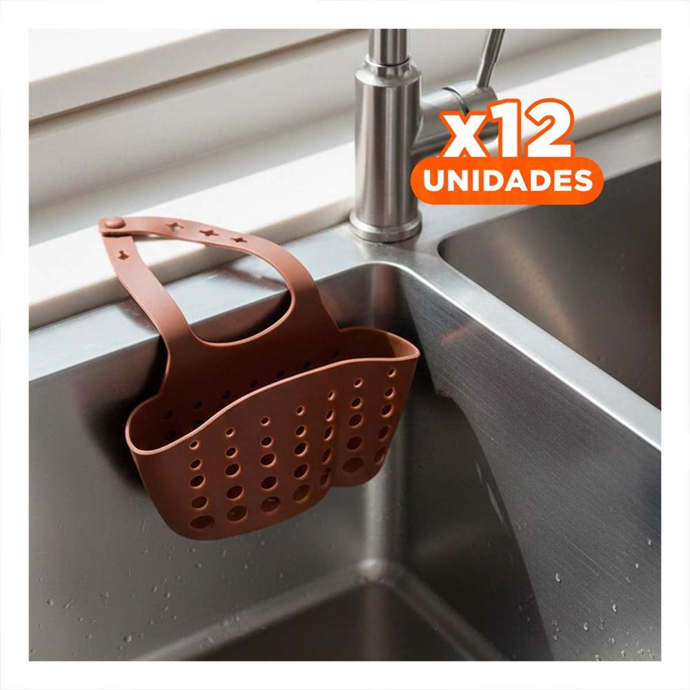 Pack12 Estante Colgante Marron Decorativo para Bano y Cocina 19x15cm